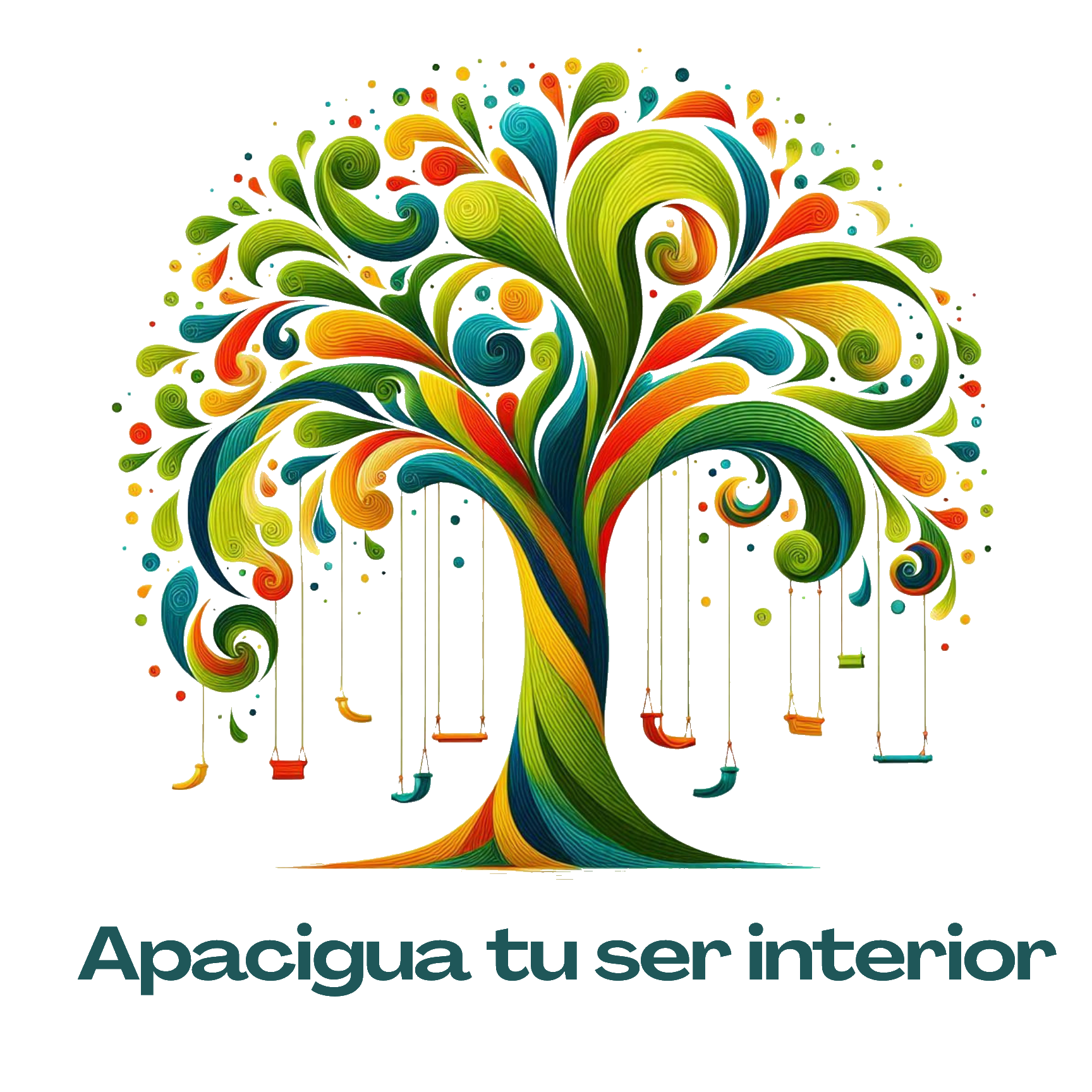 Árbol simbólico con raíces, ramas, hojas, flores y frutos